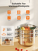 3-Tier Stainless Steel Steamer Pot, 8.5QT Multi-Function Stock Pot with Tempered Glass Lid, Stackable, Compatible with Induction Gas Stove, FOHERE