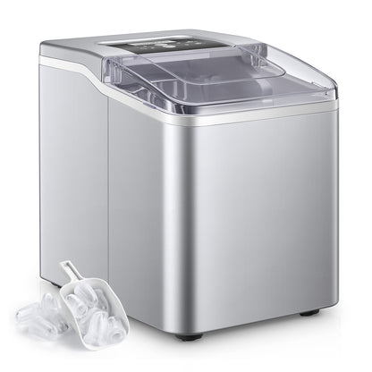 Eismaschine für die Arbeitsplatte, 9 Eiswürfel in 6 Min., 12,7 kg in 24 Std., LED-Anzeige mit Eisschaufel und Korb, tragbarer Eiswürfelbereiter für Party, Büro, Bar, Wohnmobil, FOHERE (29 x 22 x 30 cm)