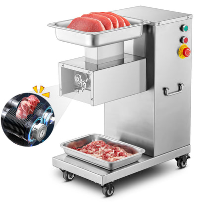 750W Professionelle Elektrische Frischfleisch-Schneidemaschine, 2,5mm Klinge, Abnehmbarer Fleischschneider, 300 kg/h, 110V Edelstahl Fleischschneider Häcksler Restaurant für Knochenloses Fleisch