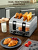 4 Slice Toaster, 1500W Extra-Wide Slot Toaster, for Bagel, Bread, Waffle, with 6 Shade Settings, Dual Independent Control Panel, Reheat/Defrost/Cancel Functions, Stainless Steel Sliver