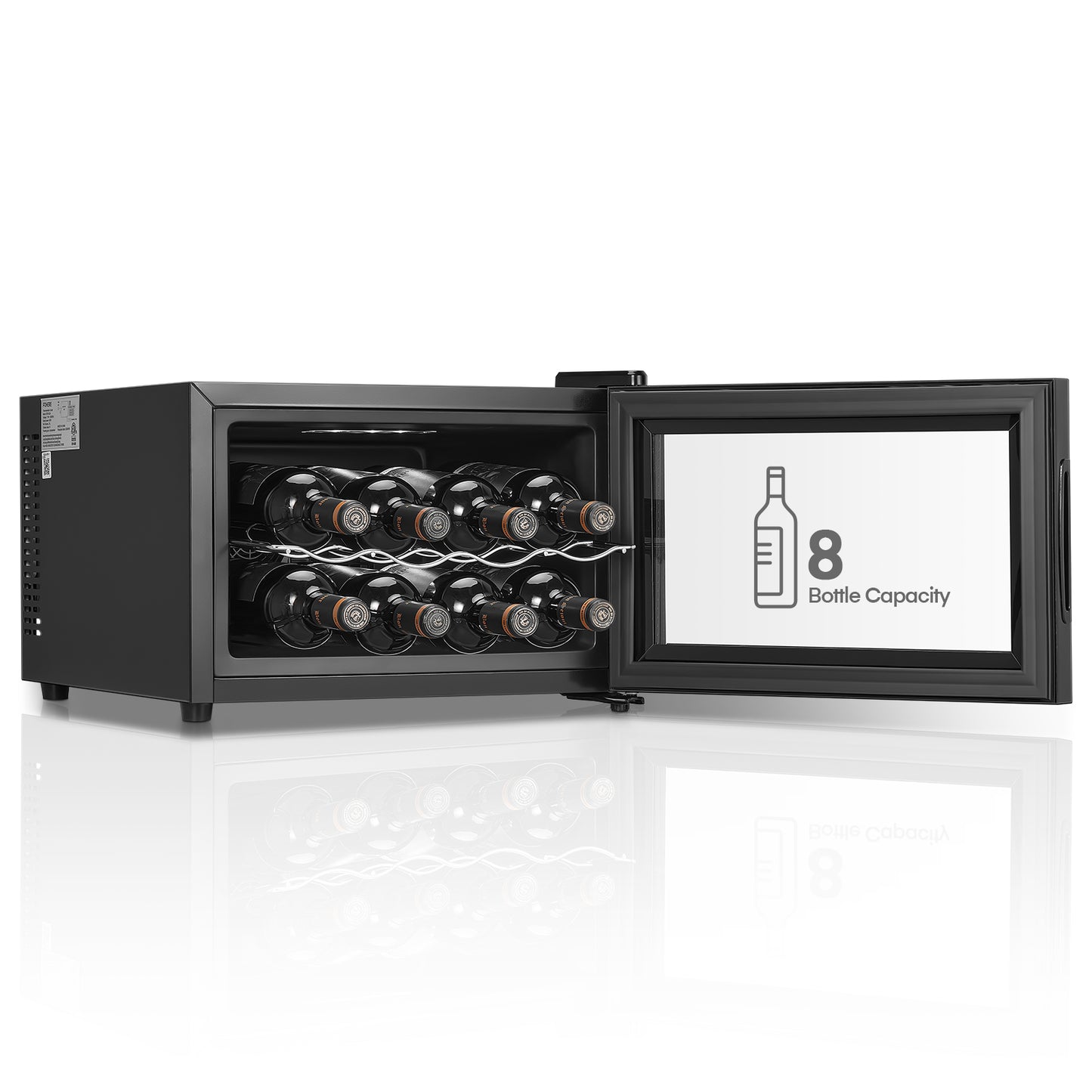 8 Flaschen Weinkühlschrank, freistehender Weinklimaschrank mit LED-Beleuchtung, digitaler Temperaturregelung, Schwarz