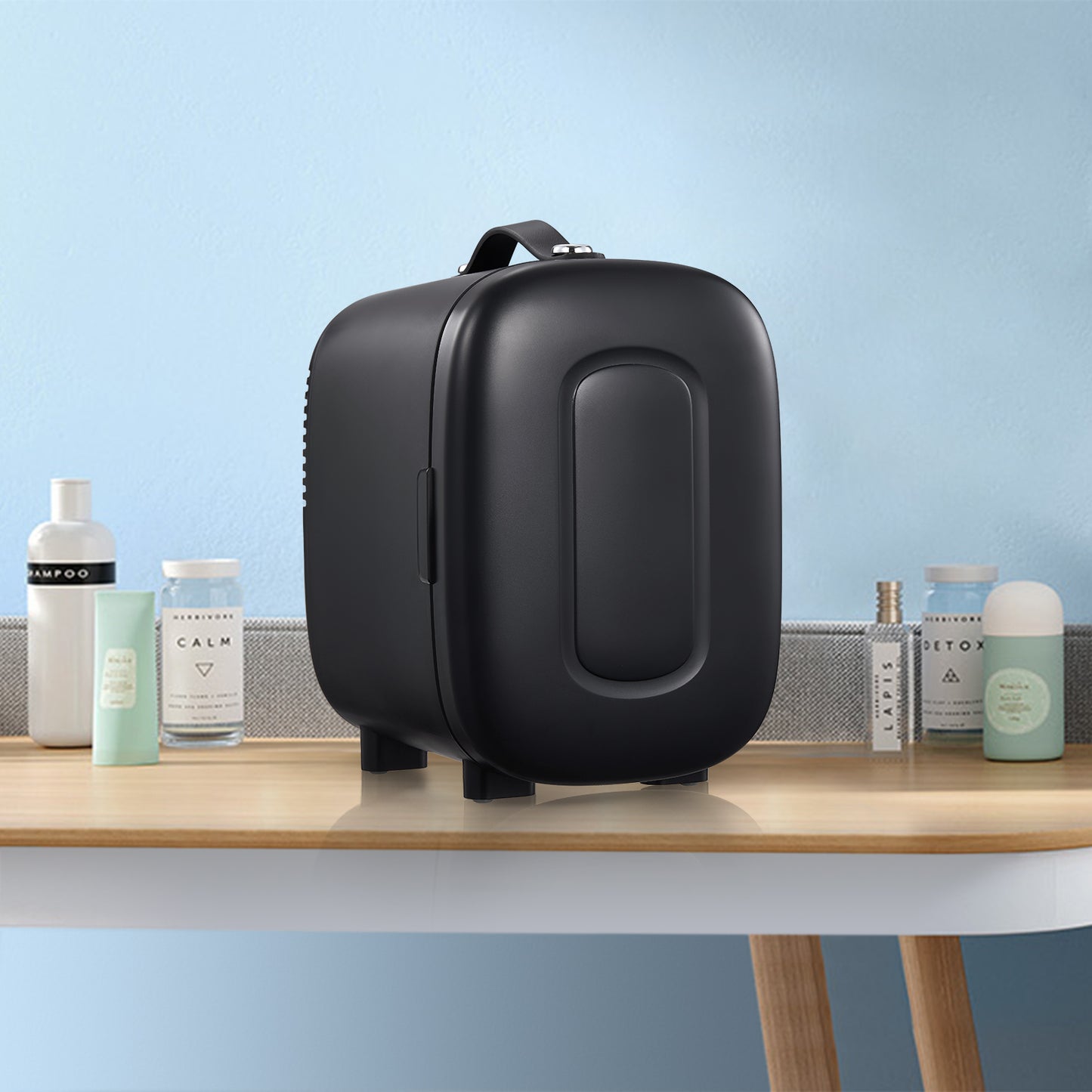 Mini Skincare Fridge, 5 Liter/6 Can Frifge for Bedroom, Small Portable Drink Fridge, Exclusive USB Power, 110V/12V Fridge for Dorm, Car, Traval, Camping, Quite Mode, Black