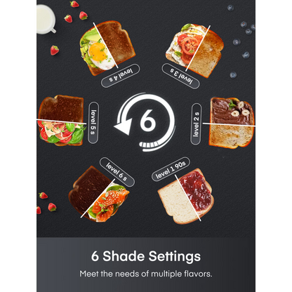 4 Slice Smart Toaster, LCD and Touchscreen, 6 Bread Types & Shade Settings, Retractable Warming Rack, Cancel/Defrost/Reheat Functions, 1400W