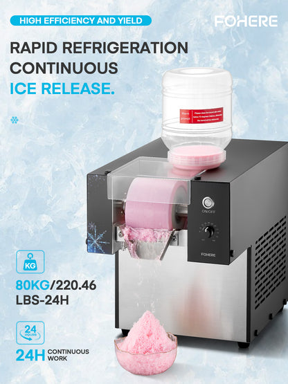 Schnee-Eis-Maschine, 80 kg/24h elektrischer Snow-Cone-Maker, lebensmittelechter Edelstahl