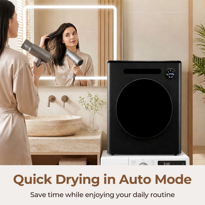FOHERE 1.6 cu.ft Portable Clothes Dryer, 1200W Compact Electric Dryer with Stainless Steel Tub, Electric Laundry Dryer for Apartment Dorm RV, Black