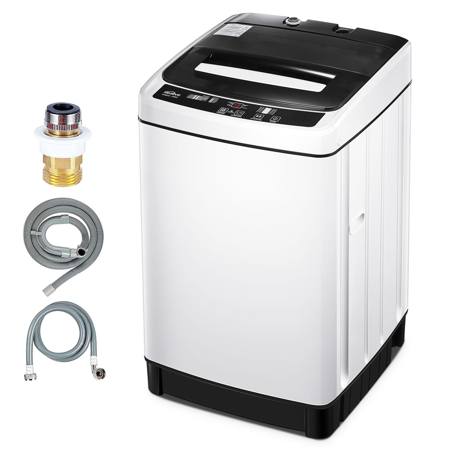 FOHERE Vollautomatische Waschmaschine, 1,5 Kubikfuß 5 kg Fassungsvermögen tragbare Maschine, 8 Programme 10 Wasserstände energiesparender Toplader für Wohnung und Wohnheim