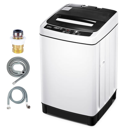FOHERE Vollautomatische Waschmaschine, 1,5 Kubikfuß 5 kg Fassungsvermögen tragbare Maschine, 8 Programme 10 Wasserstände energiesparender Toplader für Wohnung und Wohnheim