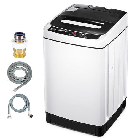 FOHERE Full Automatic Washing Machine, 1.5 Cubic feet 11 lbs Capacity Portable Machine, 8 Programs 10 Water Levels Energy Saving Top Load Washer for Apartment Dorm