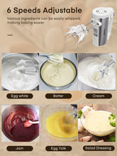 6 Speed Hand Mixer with Turbo Boost, Kitchen Immersion Blender for Food Whipping, Egg Beaters Includes 3 Attachments, White