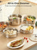 5-Tier Stainless Steel Steamer Pot, 8.5QT Multi-Function Stock Pot with Tempered Glass Lid, Stackable, Compatible with Induction Gas Stove, FOHERE