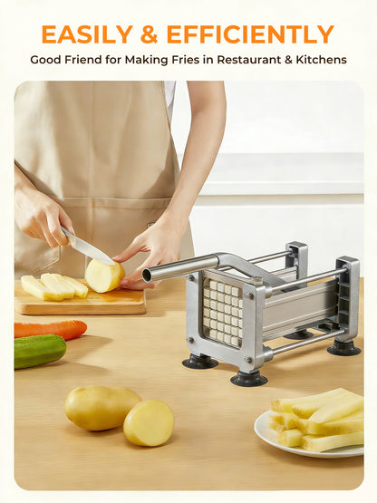FOHERE French Fry Cutter for Potatoes, Stainless Steel Potato Cutter with 1/2 inch, 3/8 inch and 1/4 inch Blades, Perfect for Carrot, Yam, Cucumbers