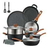 FOHERE Topf- und Pfannenset mit Deckel 15-teilig