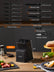 FOHERE 13 Pieces Knife Set with Block, Stainless Steel Knive Sets for Kitchen with Built-in Sharpener Sharp Kitchen Knife Block Set with Anti-slip Handle Rust Resistant, Black