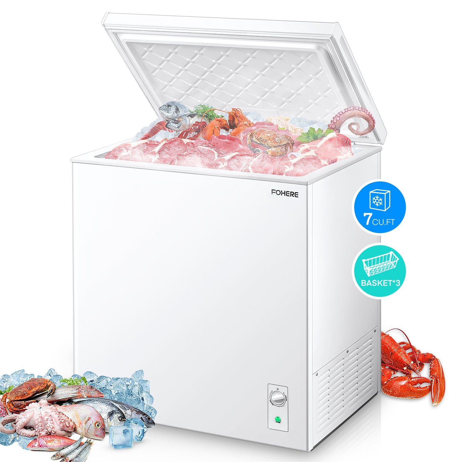 Chest Freezer - Compact Deep Freezer 7 Adjustable Temperature With ...