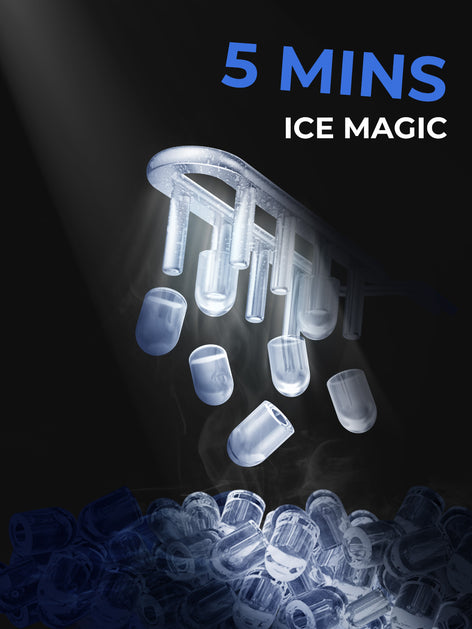 Ice Maker Machine Countertop 30lbs in 24H, 2 Sizes, Comfort Handle, Seflclean, Bullet Shaped Ice for Home Kitchen Office Bar, FOHERE