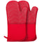 Oven Mitts, Heat Resistant Kitchen Oven Gloves 572°F, Non-Slip Silicone Surface, Extra Long Flexible Thick Mitts for Kitchen , Cooking , Baking , BBQ , Grid Red