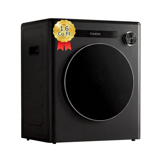 FOHERE 1.6 cu.ft Portable Clothes Dryer, 1200W Compact Electric Dryer with Stainless Steel Tub, Electric Laundry Dryer for Apartment Dorm RV, Black