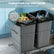 FOHERE Double Pullout Trash Can for Kitchen Cabinets 35 Qt Garbage Recycling Bin on Full Extension Slides, Black