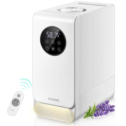 FOHERE Kalt- und Warmluftbefeuchter, einfache Befüllung von oben, 6,5 l großes Fassungsvermögen, Ultraschall-Luftbefeuchter für Schlafzimmer und große Räume, mit Aromaöl-Diffusor, Nachtlicht, Timer, leise, weiß