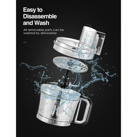 Food Processor 12 Cup, with Chopping, Slicing and Dough Attachments, Black 500W