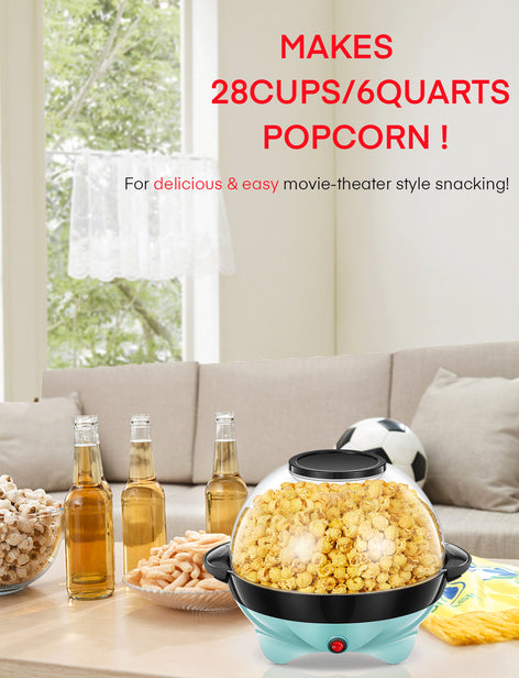 FOHERE Popcorn Machine, 28cups Popcorn Maker with Stirring Rod