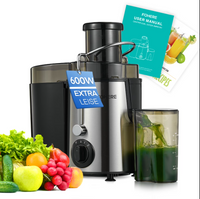 FOHERE Juicer Machines 600W, Centrifugal Juicer with Wide Mouth 3? Feed Chute, 3-Speed Setting, Juice Recipe Included