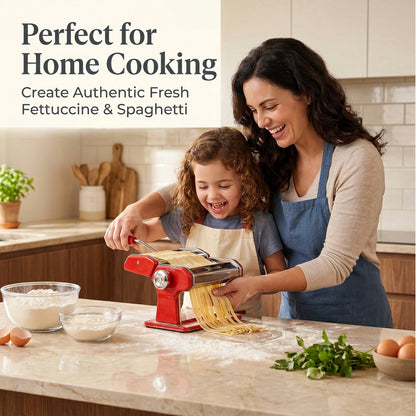 FOHERE Pasta Maker with 7 Adjustable Thickness Settings - 3 in 1 Noodle Maker with Rollers & 2 Width Cutters for Fresh Spaghetti, Fettuccini, Lasagna, Dumplings & More