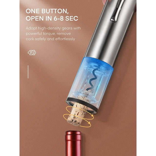 FOHERE Electric Wine Opener, Cordless Automatic Electric Wine Bottle Opener with Charging Base
