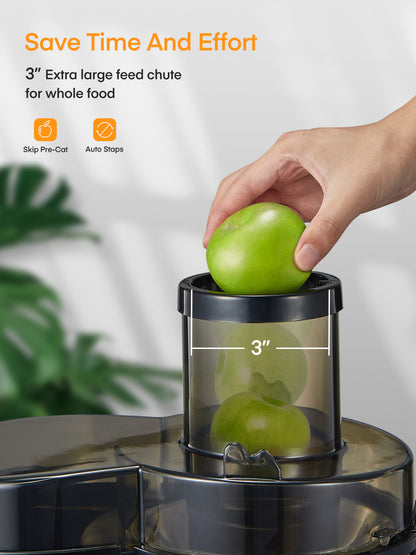 FOHERE Juicer Machines 600W, Centrifugal Juicer with Wide Mouth 3? Feed Chute, 3-Speed Setting, Juice Recipe Included