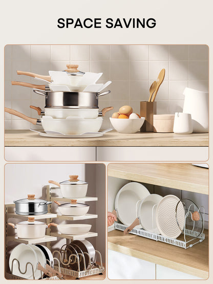 FOHERE 12-teiliges Topf- und Pfannen-Set, Antihaft-Keramik-Kochgeschirr-Set, Küchen-Induktionskochset mit Pizzapfanne, Dampfgarer, Kochtöpfen, Bratpfannen (PFOS-, PFOA-frei)