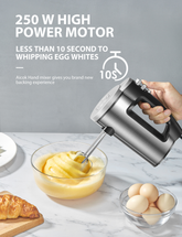 6 Speed Hand Mixer with Turbo Boost, Kitchen Immersion Blender for Food Whipping, Egg Beaters Includes 3 Attachments, Silver
