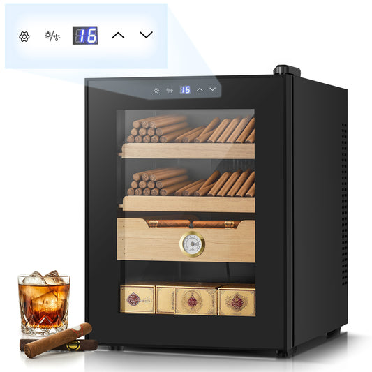 Elektrischer Zigarrenhumidifier für 280 Zigarren, 33L Zigarrenschrank mit Temperaturkontrolle, Spanische Zedernholzregale, Digitales Hygrometer, Geschenk für Männer