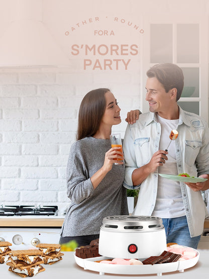 FOHERE Smores Maker für Tischplatte Indoor, mit 4 abnehmbaren Tabletts & 4 Röstgabeln, Geschenk, Weiß