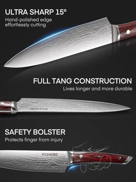 FOHERE 5-Piece Kitchen Knife Set with Luxury Gift Box