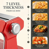 FOHERE Pasta Maker with 7 Adjustable Thickness Settings - 3 in 1 Noodle Maker with Rollers & 2 Width Cutters for Fresh Spaghetti, Fettuccini, Lasagna, Dumplings & More
