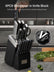 Knife Block Set, FOHERE 14 Pieces Self Sharpening Knife Block Set, Stainless Steel Waved Pattern Knife Set with Block, Rust & Stain Resistant Kitchen Knives and Triple Riveted Handle, Black