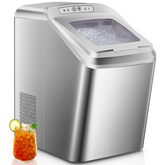 FOHERE Nugget Ice Maker Countertop, 30Lbs Pebble Pellet Ice per Day, Self-Clean, Stainless Steel, White