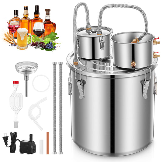 Biergärtank 50 Liter, 3 Edelstahlkessel Brauset mit Thermometer, Wasserpumpe, für DIY Wasser, Brandy, ätherisches Öl