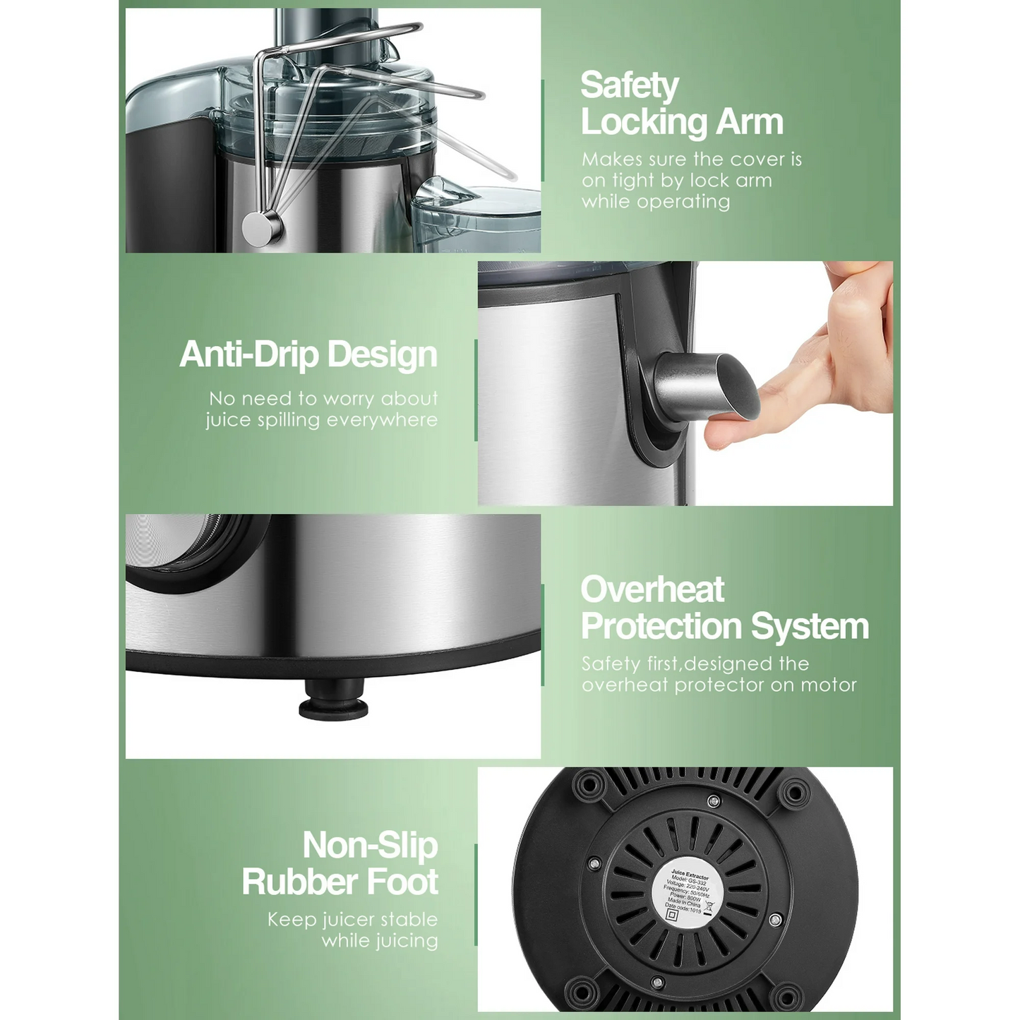 Juicer Machine 1000W, Juice Extractor, 3" Feed Chute for Whole Fruit Vegetable, Easy to Clean