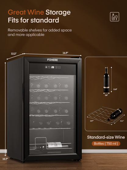 28 Flaschen Weinkühlschrank, 68 Liter Weinkühler-Kühlschrank mit digitaler Temperaturregelung von 5–18 °C, Schwarz