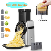 Electric Cheese Grater, 5 in 1 Electric Vegetable Slicer, 5 Free Different Blades with Storage Box for Cheese, Fruits, Vegetables