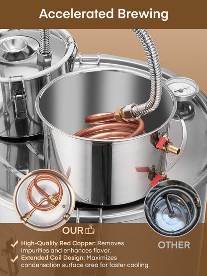 Biergärtank 50 Liter, 3 Edelstahlkessel Brauset mit Thermometer, Wasserpumpe, für DIY Wasser, Brandy, ätherisches Öl