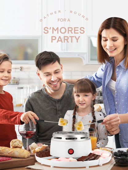 FOHERE Smores Maker für Tischplatte Indoor, mit 4 abnehmbaren Tabletts & 4 Röstgabeln, Geschenk, Weiß