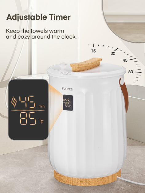 20L Towel Warmers for Bathroom, Luxury Large Spa Towel Warmer Bucket, 15/30/45/60 Min Auto Shut Off, with LED Screen, Handle, Fits Towels, Blankets, Bathrobes, PJ's, for Him & Her