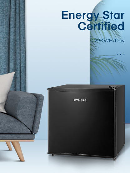FOHERE 1.6 Cu. Ft. Mini-Kühlschrank mit Gefrierfach oben, Einzeltür, 46L Fassungsvermögen, Schwarz