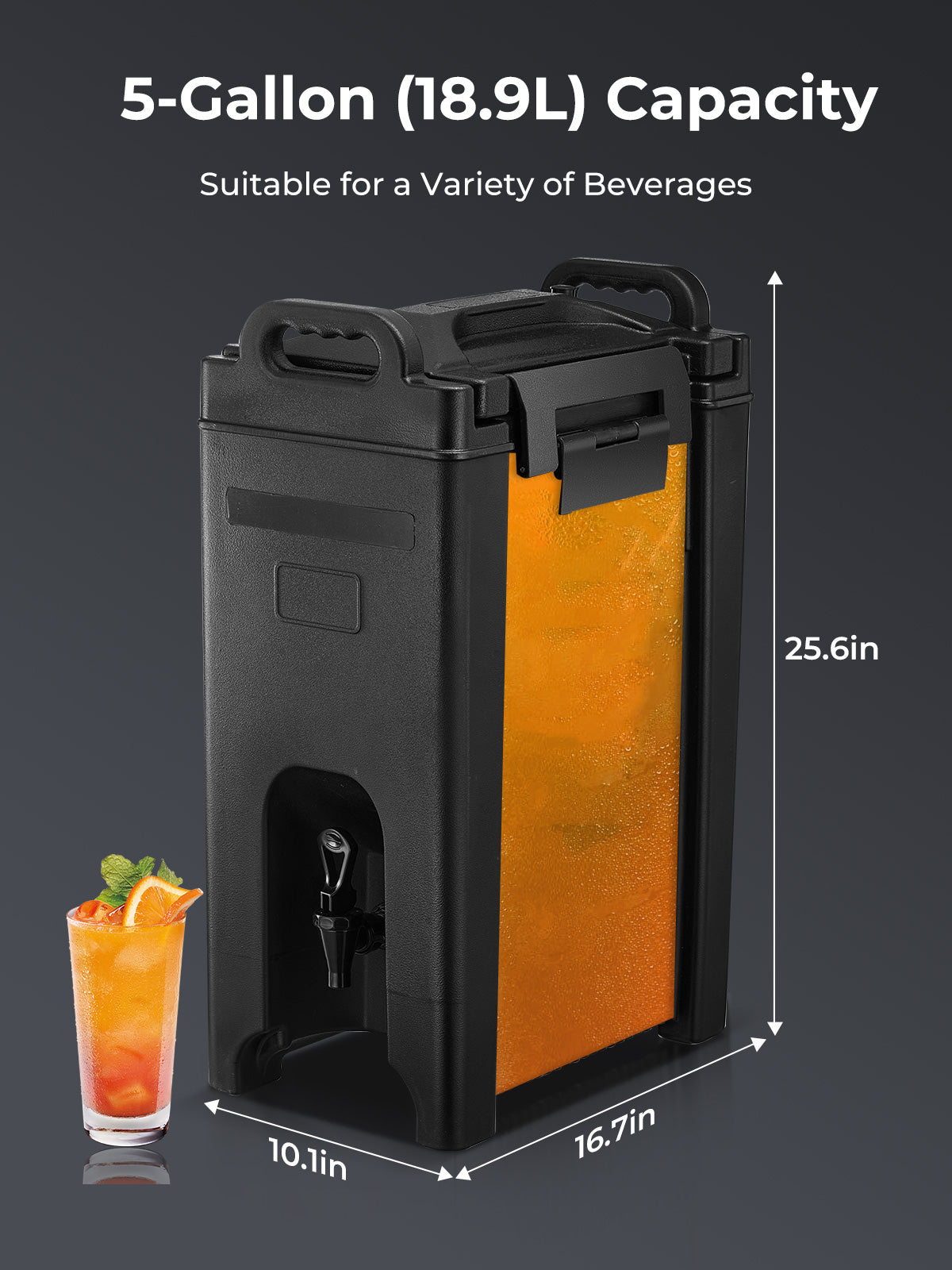 Insulated Beverage Dispenser 5-Gallon, Drink Dispenser with Dispenser Faucet, Handles, and Food-Grade Material, Cold Beverage Dispenser Perfect for Coffee, Tea, Party and Caterin