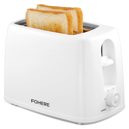 2-Schlitz-Toaster, 700W Brotröster, mit 6 Bräunungsstufen, herausnehmbarer Krümelschublade, für Brotwaffeln, Kabelaufwicklung an der Unterseite, Weiß