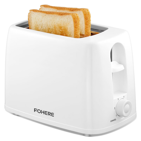 2 Slice Toaster, 700W Bread Toaster, with 6 Bread Shade Settings, Removable Crumb Tray, for Bread Waffle, Under Base Cord Storage, White
