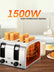 4 Slice Toaster, 1500W Extra-Wide Slot Toaster, for Bagel, Bread, Waffle, with 6 Shade Settings, Dual Independent Control Panel, Reheat/Defrost/Cancel Functions, Stainless Steel Sliver
