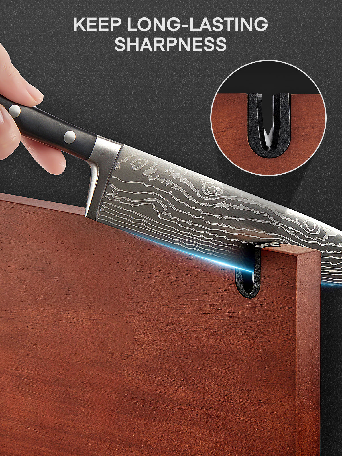 FOHERE Küchenmesser-Set, 7-teiliges Messer-Set mit Magnetischem Messerhalter und Messerschärfer, Scharfes Kochmesser-Set mit Ergonomischem Griff, Hochkohlenstoff-Edelstahlmesser-Set für die Küche
